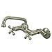 Kingston Brass KS213SN Wall Mount Kitchen Faucet with Cross Handles, 7", Satin Nickel