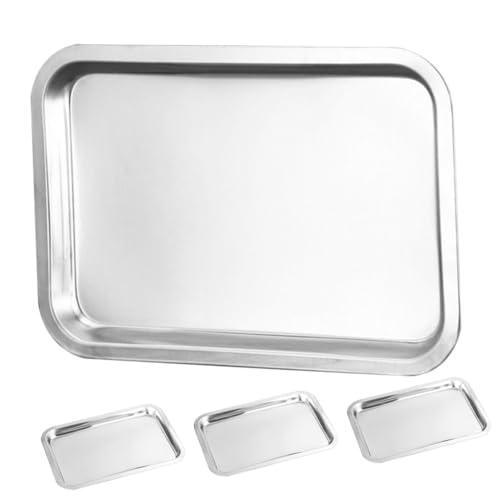 Zerodeko 4Pcs Stainless Steel Plates Easy to Clean Dinner Trays for Camping Picnics Home Use Food Storage Dishes