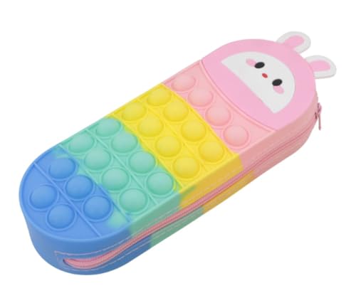 Estojo Escolar Pop It Fidget Toys em Forma de Animal, Arco-Íris, com Zíper, Design Fofo de Coelho, Sapo e Urso Cores e modelos :SORTIDOS.