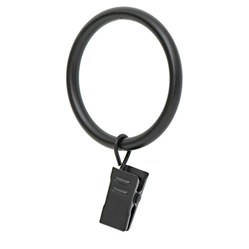 Ivilon Drapery Curtain Clip Rings - Clips Ring for Curtain Panels 1.7', Set of 14 - Black