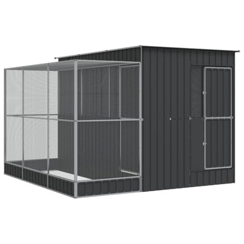 vidaXL Voliere mit Erweiterung Silber 290 x 303 x 216 cm Stahl