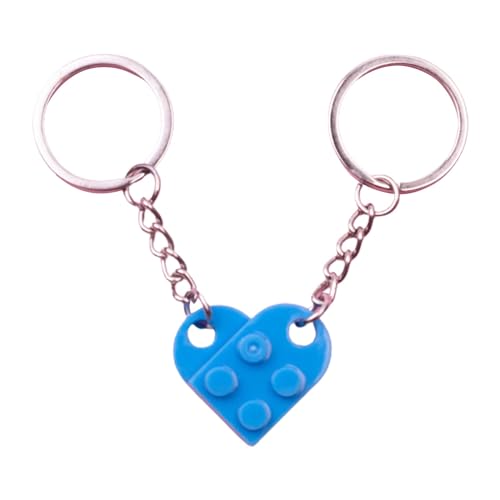 Image of Heart Keychains Matching Brick Keychain for Couples Keychain Heart Building Block Keychain for Boyfriend Girlfriend