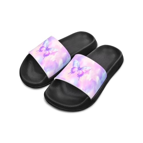 Fuxowvby Kids EVA Water Shoes with Tie-Dye Butterfly Prints - Lightweight Non-Slip Slides for Beach Pool & Outdoor Activities US Size 2