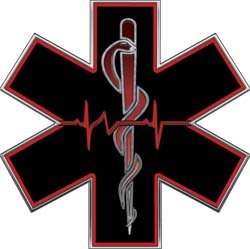 Red EMT EMS Star Of Life With Heartbeat - 2
