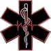 Red EMT EMS Star Of Life With Heartbeat - 2" h - REFLECTIVE