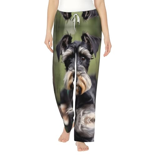 Pantalon de pyjama Schnauzer flanelle femme taille élastique homewear confortable