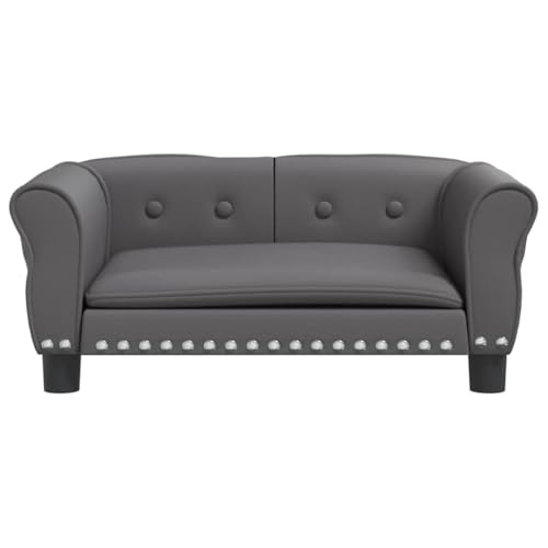 vidaXL Hundebett, Hundekissen mit weicher Polsterung, Hundesofa Hundecouch für kleine Hunde Haustiere, Haustierbett Katzenbett, Grau Kunstleder