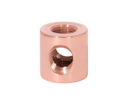 Image of B&P Lamp 4-Way Brass Arm Back, All Holes Tapped 1 /8IP, 3 /4 Inch Height by 3 /4 Inch Diameter, Polished Copper Finish