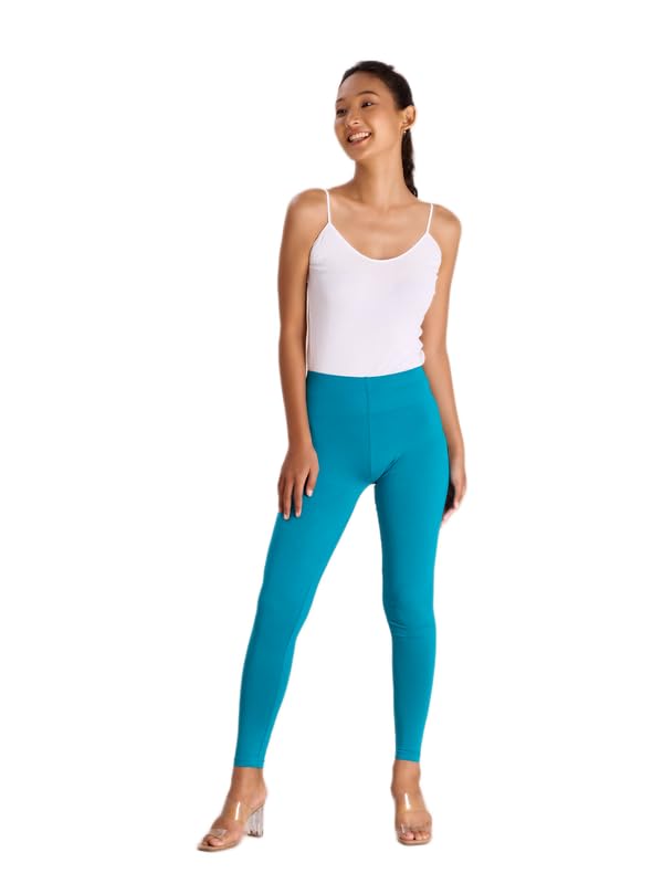 Image of GO COLORS Soft Cotton Stretch Ankle Length Leggings for Women | Breathable