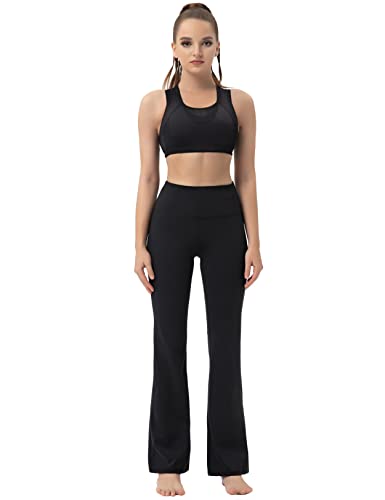 Bubblelime 29"/31"/33"/35"/37" 4 Styles Women's High Waist Bootcut Yoga Pants - Basic Nylon_Black M-29 Inseam #TOP1