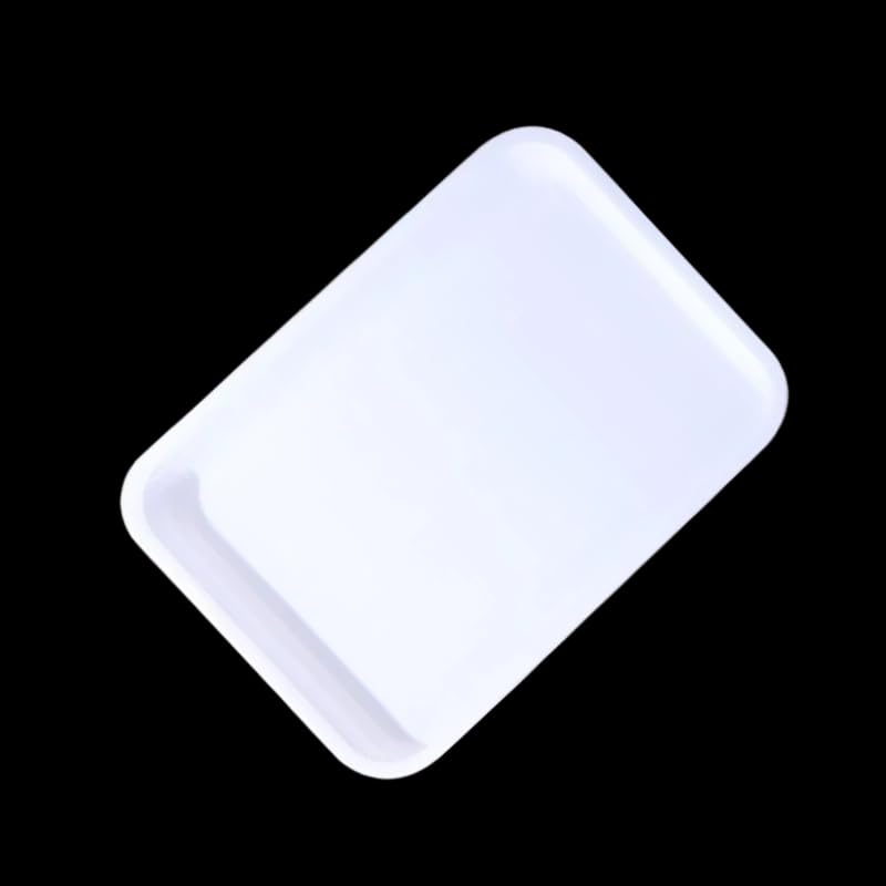 24.5 * 18 * 2cm Rectangular Plastic Tray Reusable White Serving Tray Storage Plate For Home/Restaurant/Hotel Organizer