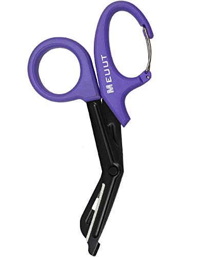 7.5 Inch Medical Shears with Carabiner-Bandage Scissors, Fluoride-Coated with Non-Stick Blades Stainless Steel EMT Scissors for EMT Workers, Doctors & Nurses (Purple)