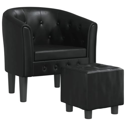 VidaXL Sillón con Taburete Cuero sintético