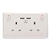 Aexit Podwójne gniazdo AC 250 V 13 A U-_K s-ocket 2 Port USB Ładowanie DC 5 V 1A Gniazdo zasilania sieciowego(Dual AC 220V 13A U-_K Prise 2 Port U-S-B Charge DC 5V 1A Prise de courant
