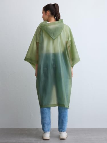 Image of Citizen Eco-Friendly EVA Poncho Raincoat for Men & Women, Lightweight Waterproof Coat with Hood, Adjustable Drawstring, Button Closure Outdoor Rainwear