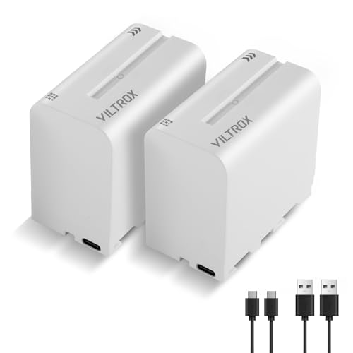 VILTROX 2-Pack NP-F970 Batería Recargable NP-F970 batería de Repuesto 2 Piezas Batería para Sony NP-F970 F960 F950 F770 F750 F570 F550 Compatible Godox VILTROX Neewer Videocámara/Monitor/Cámara