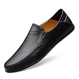 LUODENGLANG Loafer Premium Genuine Leather Men's Casual Shoes Slip On Mens Driving Penny Loafers for Men Lightweight Breathable Black 10.5 M45