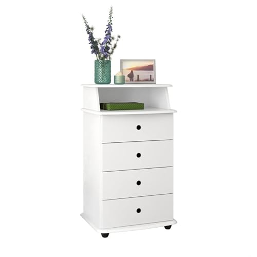 Mesa de Cabeceira Luxo II com Nicho e 4 Gavetas Branco