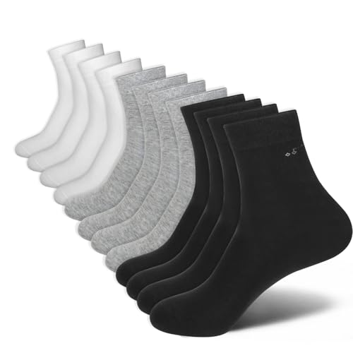 Men's 98% Cotton Crew Socks Cushioned Dress Casual Running Socks, Moisture Wicking Breathable Athletic 6Pack