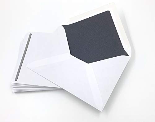 25 Enveloppes pour faire-part de décès, C6 = 162 x 114 mm, doublure en papier de soie gris, avec bandeau à la gauche gris, rabat pointu Cover