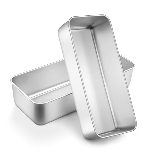 Onader 3lb Loaf Tin Set of 2, Stainless Steel Large Bread Loaf Pan for Baking Banana Bread, Meat Loaf, Lasagna and Cake, Healthy & Sturdy, Oven & Dishwasher Safe, 31.5X 13.7X 7.5 cm