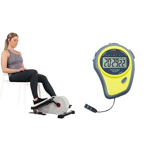 Sunny Health & Fitness Magnetic Portable Under Desk Elliptical Machine SF-E3872 + Unisex Adult Stw-001Y Pro Time Tracker