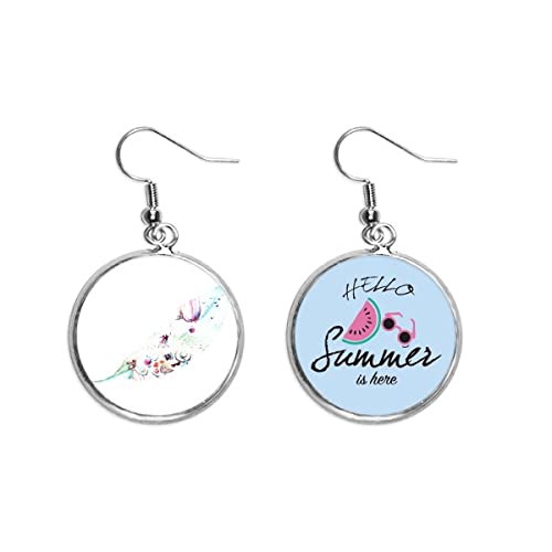 Pendientes de sandía con diseño artístico de acuarela y hoja