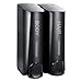 Dispenser di sapone Duo per gel doccia, shampoo, balsamo, supporto da parete in ABS, colore nero (2 x 350 ml)