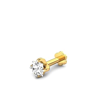 CANDERE – A KALYAN JEWELLERS COMPANY Yellow Gold 18K (750) BIS Hallmark Single Stone SI IJ Diamond Nosepin for Women