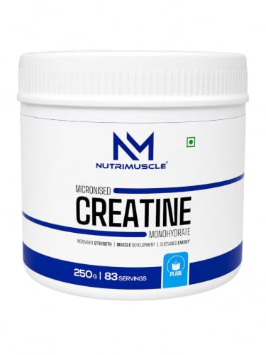 Image of NUTRIMUSCLE Creatine Monohydrate Micronised Powder | Unflavoured | Muscle Strength, Size & Performance | Faster Absorption | Pre & Post Workout Supplement | 250g