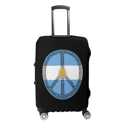 Peace Sign Argentina Flag Travel Suitcase Protector Luggage Cover Protective Washable Anti-scratch Baggage Cover4