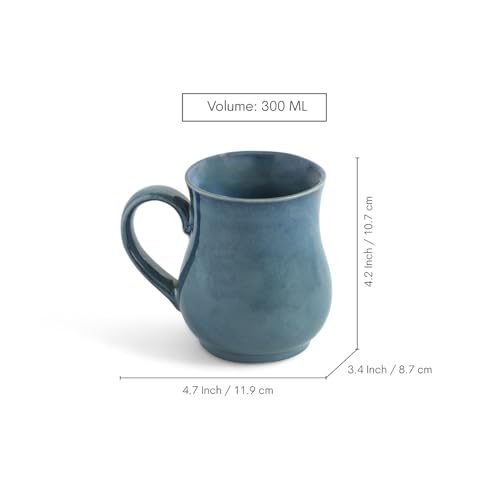 Image of ExclusiveLane 'Belly Pot' Ceramic Coffee Mugs Set of 4 (Set of 4, 300 ml, Microwave Safe, Hand Glazed) | Ceramic Coffee Mug Coffee Cup Set of 4 Tea Mugs Set Tea Cups Ceramic Mugs