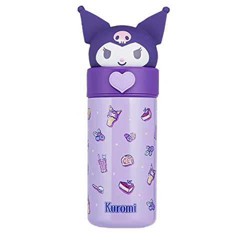 Image of Everyday Delights Kuromi Stainless Steel Insulated Water Bottle 350ml - Purple