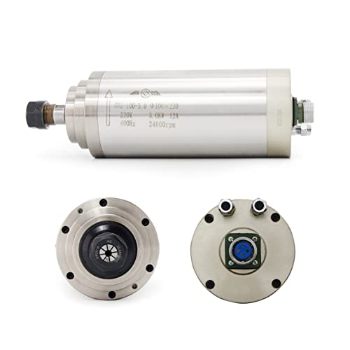 RATTMMOTOR CNC Spindle Motor 220V 3KW Water Cooled Spindle Motor 24000RPM 12A ER20 Spindle 4-Bearings 100mm Spindle Motor 400HZ 3-Phase for CNC Router Engraver Milling Machine