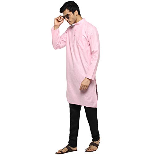 Image of Royal Kurta Men's Cotton Knee long full Sleeve Solid Straight Kurta Pyjama Set