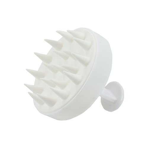Image of NFI essentials Hair Comb Brush Head Scalp Massager Scrubber, Adults Children Thick /Thin Hair, Mold-Free Solid Silicone for Healthy Hair Growth Dry Scalp Dandruff (White)