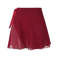 Ballettkleidung Damen Wickelrock Kurz Ballettrock Damen Chiffon Tanz Rock Verstellbare Taille Krawatten Gymnastik Ballettrock Tanzrock, atmungsaktiver Ballettrock für Damen (Jujube rot)