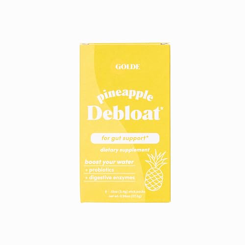GOLDE Pineapple Debloat | Probiotic Supplement for Natural Bloat Relief and Lasting Digestive Balance | Vegan, Keto, Low-Sugar | 8 Servings