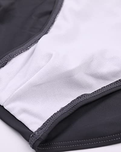 YUZHOU Mens Bikini Swimwear Low Rise Swim Briefs Solid Bathing Suit Sexy Swimsuit with Elastic Drawstring (9001-Grey-M)