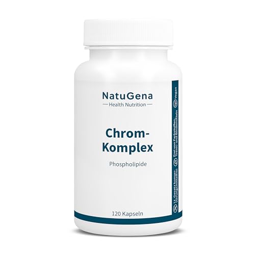 NatuGena Chrom-Komplex, Chrom-Picolinate, Chrom-III-Chlorid & Phospholipide, trägt zu einem normalen Stoffwechsel bei, 120 Kapseln (4 Monats Packung)