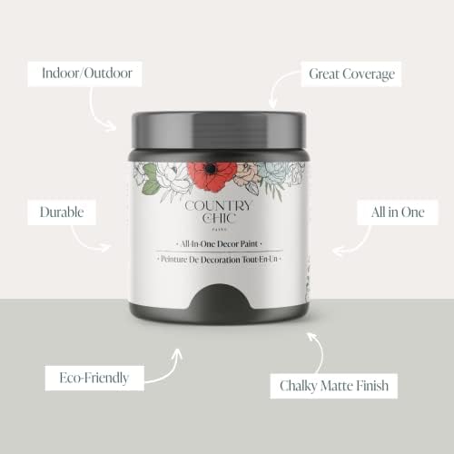 Country Chic All-in-One Chalk Paint for Furniture, Cabinets, Home Decor, Eco-Friendly, Matte Finish, Built-In Primer & Top Coat for Wood, Metal - Rocky Mountain (Charcoal Grey) - Pint 16 oz (475 ml)