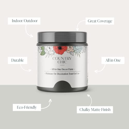 Country Chic All-in-One Chalk Paint for Furniture, Cabinets, Home Decor, Eco-Friendly, Matte Finish, Built-In Primer & Top Coat for Wood, Metal - Rocky Mountain (Charcoal Grey) - Pint 16 oz (475 ml)