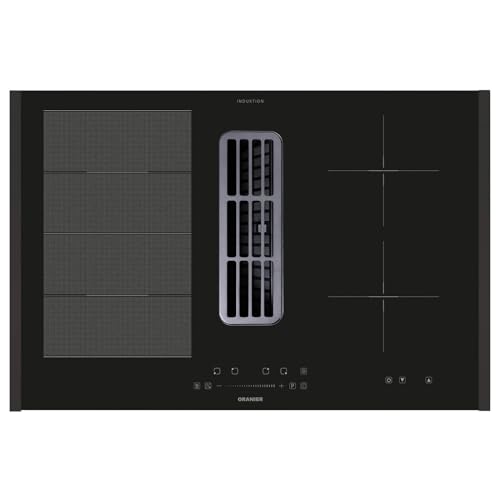 Oranier Flexx-Kochfeld 80 cm Induktion KFA490 - autarkes Induktionskochfeld mit Abluft-Umluft Kochfeldabzug inkl. schwarze Kochfeld-Seitenleisten