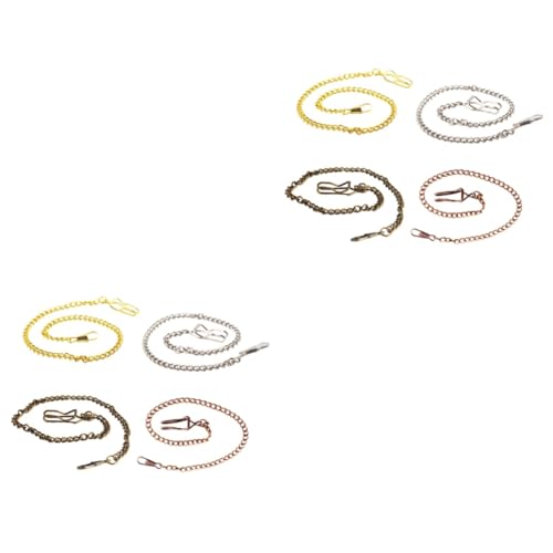 PACKOVE 8pcs Metal Pocket Watch Chains for Men Fashionable and Belt Chains Gold Silver Red Bronze and Bronze for Key Holder and Pocket Decoration