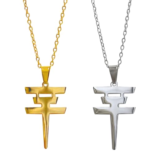 Tokio Hotel Necklace 2 Pcs Rock Roll Necklace Stainless Steel Tokyo Hotel Merch for Men Women Tokio Hotel Pendant Jewelry Music Fans