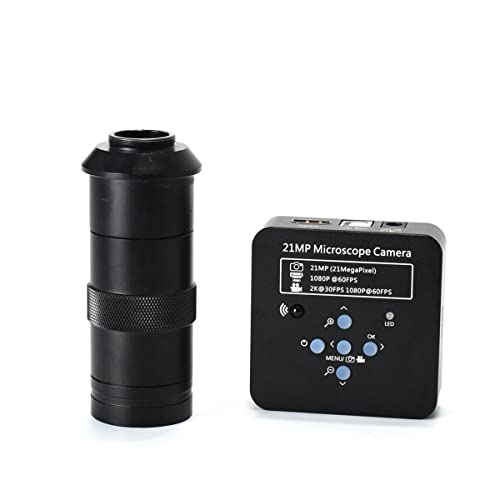 ラボ用顕微鏡アクセサリー 2.1mp 2K 1080p 60fps産業デジタルビデオ顕微鏡カメラ(Black with 100X)