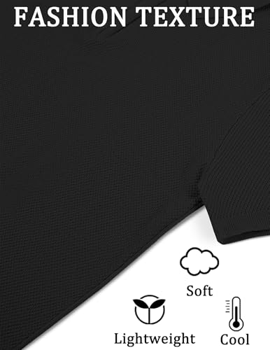 COOFANDY Mens Textured Knit Polo Shirts Zipper Polo Shirts Short Sleeve Casual Lightweight Golf Shirt2