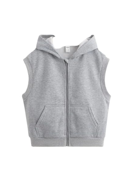 PDK Fashions Women’s Sleeveless Zip-Up Hoodie Vest – Casual Hooded Gilet with Kangaroo Pockets