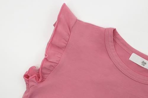 Image of Toddler Girls Ruffle Sleeve T-Shirt Plain Tank Tops Basic Blouse for Girl