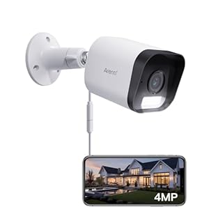 Arenti 4MP Color Night Vision Outdoor Security Camera, Camera Surveillance Exterieur with Spotlight/Siren Alarm, Alert Zone, Two Way Audio, Work with Alexa, 2.4Ghz Only (O3)
